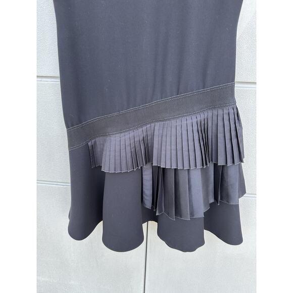 VICTORIA BECKHAM ASYMMETRIC PLEATED TIERED SLEEVELESS CREPE SHIFT DRESS SZ 4 - Picture 8 of 16